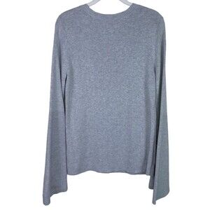 Halogen Size 1 Sweater Gray Cotton Rib Knit Bell Sleeve Pullover Retro 90s